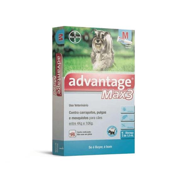 Imagem de Advantage Max3 - para Cães de 4 a 10kg - pipeta com 1ml - Bayer