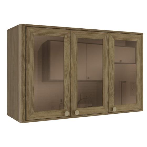 Imagem de Aéreo de Cozinha 1,20m com 3 Portas de Vidro Reflecta Linha Modulada Curve N650 Kappesberg