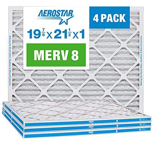 Imagem de Aerostar 19 7/8 x 21 1/2 x 1 MERV 8 Filtro de Ar Plissado, Filtro de Ar do Forno AC, 4 Pacote (Tamanho Real: 19 7/8" x 21 1/2" x 3/4")