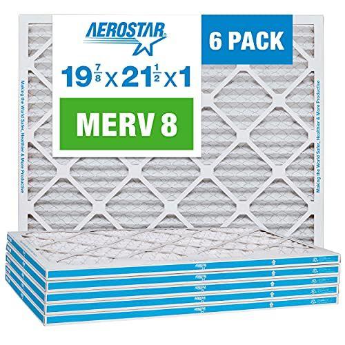 Imagem de Aerostar 19 7/8 x 21 1/2x1 MERV 8 Filtro de Ar Plissado, Filtro de Ar do Forno AC, 6 Pacote (Tamanho Real: 19 7/8"x21 1/2"x3/4")