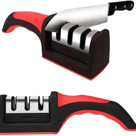 Imagem de Afiador Amolador de facas Manual, com 3 opções de afiação para reparar e polir lâminas