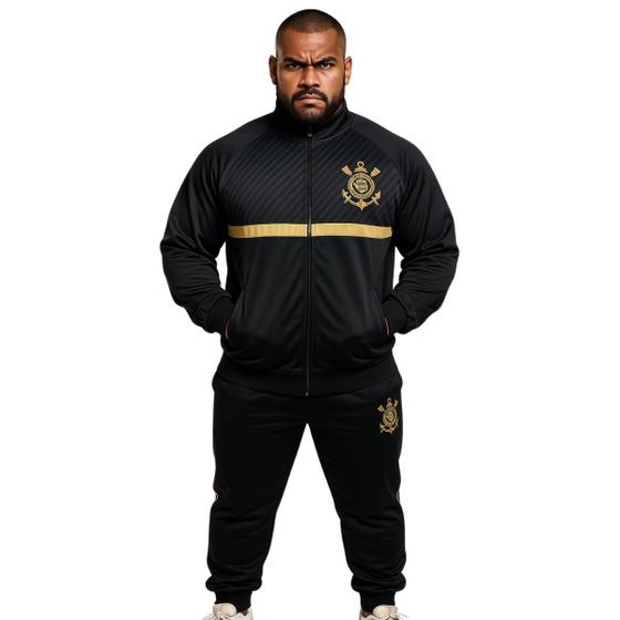 Imagem de Agasalho Conjunto Jaqueta Calça Corinthians Dourado Trilobal
