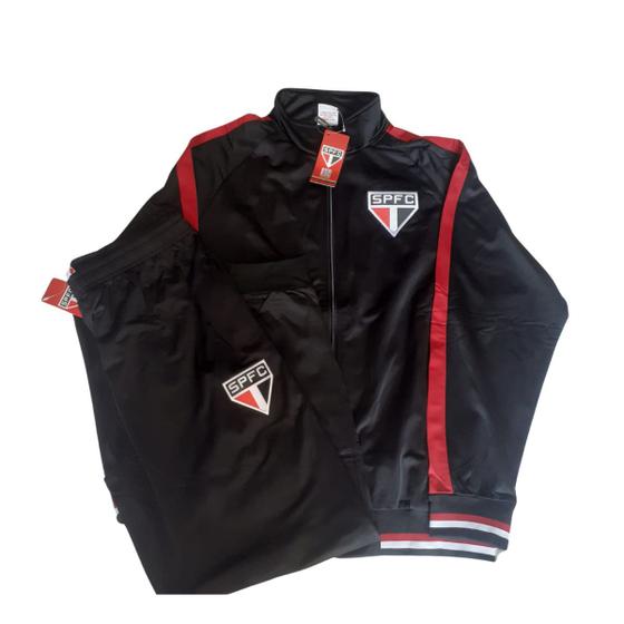 Imagem de Agasalho Jaqueta Calça Masculino São Paulo Trilobal SPFC Preto