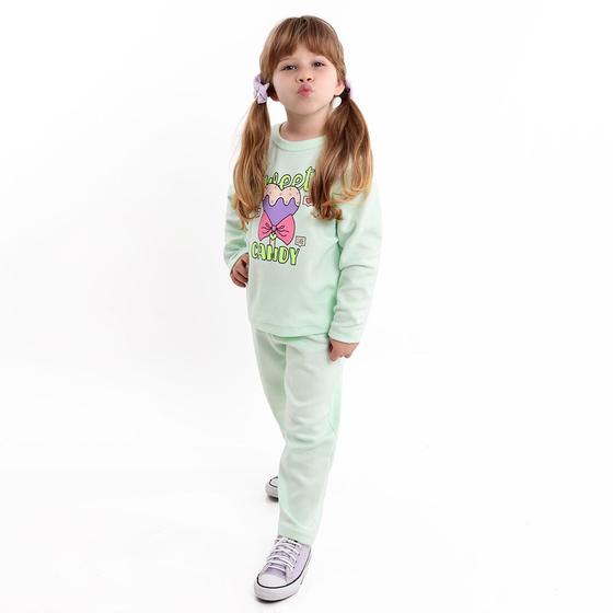 Imagem de Agassalho Infantil feminino de Plush conjunto Verde infanto Juvenil para on inverno Frio Peludo