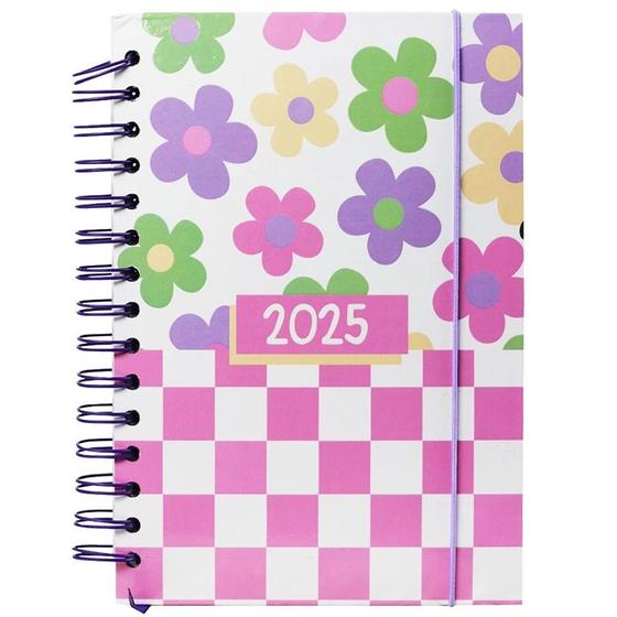 Imagem de Agenda 2025 com capa dura e encadernação espiral Flores Smiles A5