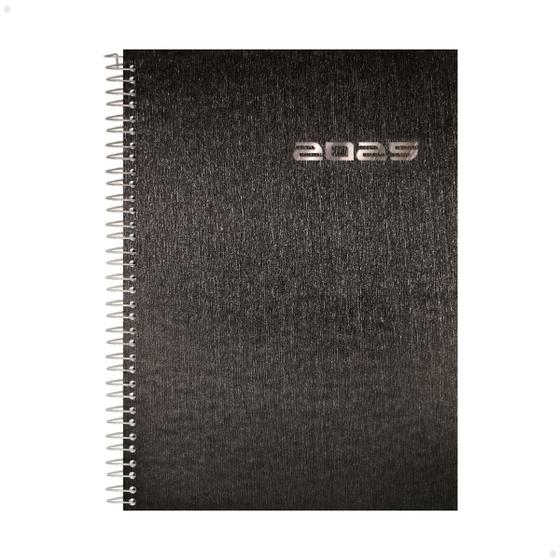 Imagem de Agenda 2025 Grande Executiva Espiral Capa Dura 20cmx28cm Preta Tamanho Caderno Kit