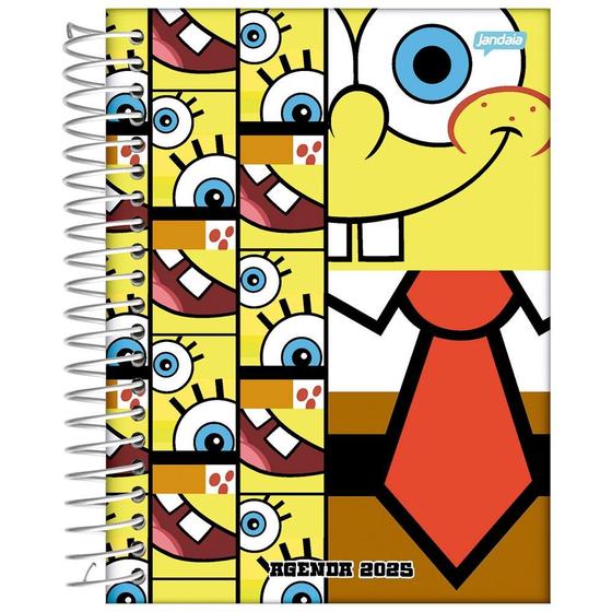 Imagem de Agenda Diária 2025 Espiral Bob Esponja Faces Jandaia