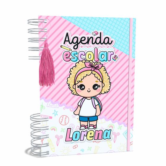 Imagem de Agenda Escolar Capa Dura 2024 A5 Menina 001 com Elástico, Tassel e Bolso