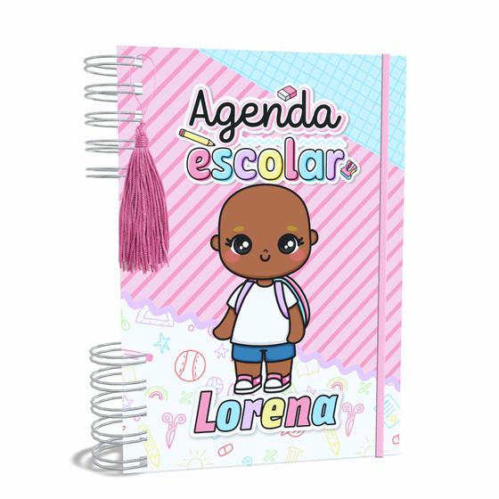 Imagem de Agenda Escolar Capa Dura 2024 A5 Menina 002 com Elástico, Tassel e Bolso
