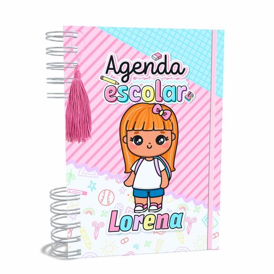 Imagem de Agenda Escolar Capa Dura 2024 A5 Menina 006 com Elástico, Tassel e Bolso