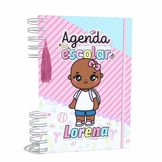 Imagem de Agenda Escolar Capa Dura 2024 A5 Menina 012 com Elástico, Tassel e Bolso