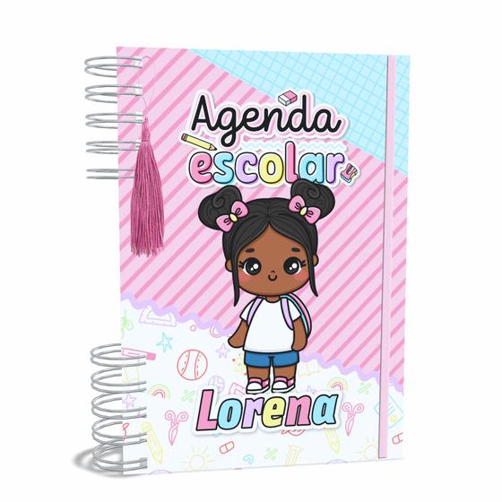 Imagem de Agenda Escolar Capa Dura 2024 A5 Menina 012 com Elástico, Tassel e Bolso