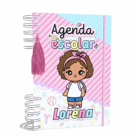 Imagem de Agenda Escolar Capa Dura 2024 A5 Menina 013 com Elástico, Tassel e Bolso