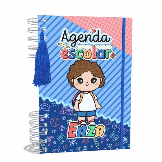 Imagem de Agenda Escolar Capa Dura 2024 A5 Menino 007 com Elástico, Tassel e Bolso