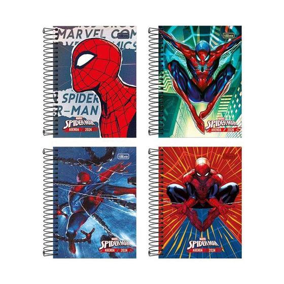 Imagem de Agenda espiral spider man 2024 176 folhas 1 un - tilibra