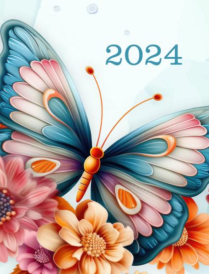 Imagem de Agenda Personalizada Feminina 2024 - Borboleta Floral