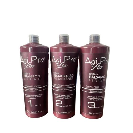 Imagem de Agi Max Pro Liss Escova Progressiva Shampoo +Ativo 2x1L + Bálsamo 1x920g
