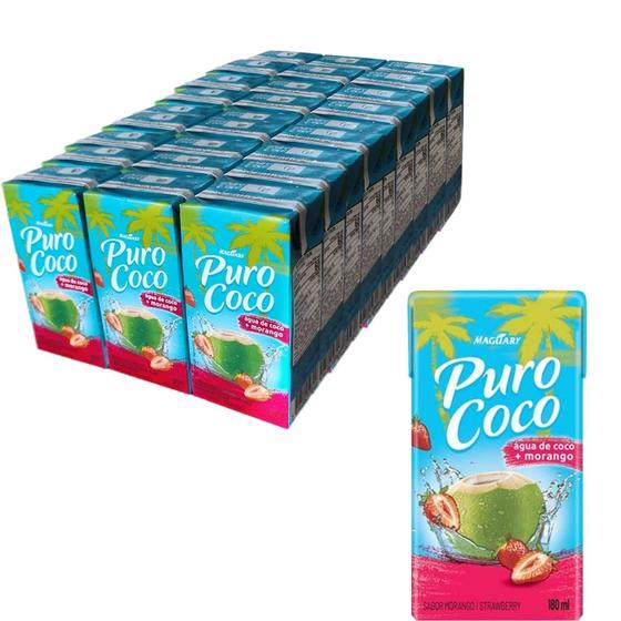 Imagem de Água De Coco Puro Coco Maracujá Morango Maguary 27X180Ml