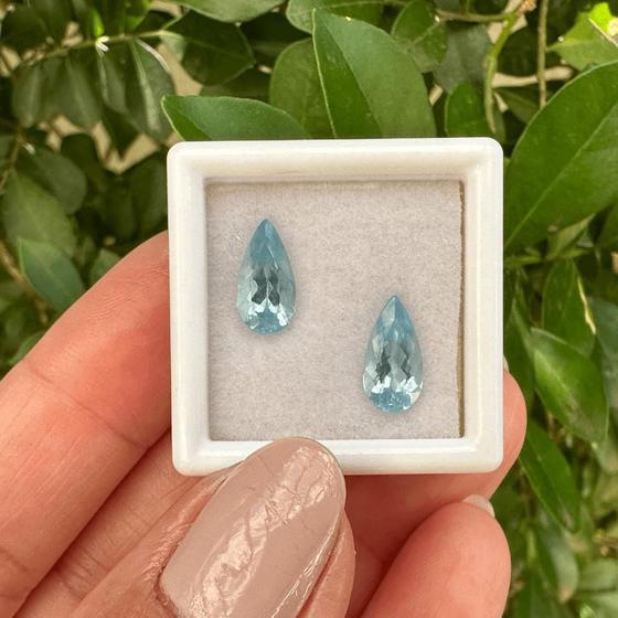 Imagem de Água Marinha Azul Gota Par 2,45ct