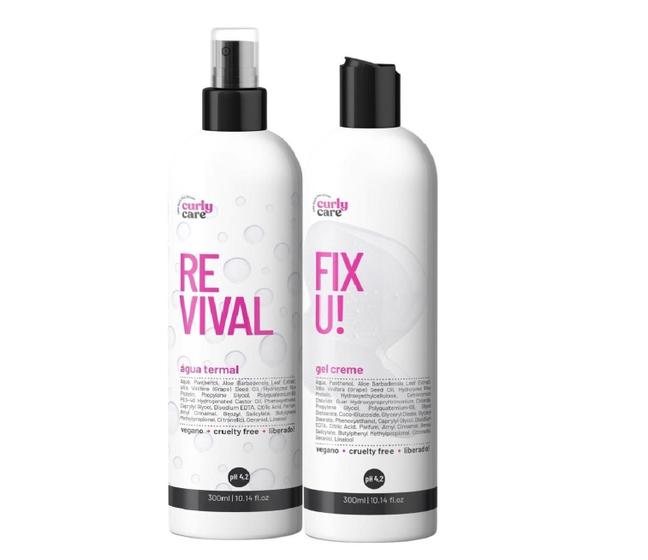 Imagem de Água Termal Curly Care Revival E Gel Creme Fix U 2X300Ml