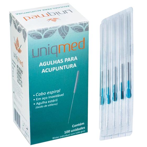 Imagem de Agulha para Acupuntura 0,25x25mm Caixa com 100 Unidades Uniqmed