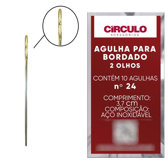 Imagem de Agulha para bordado e ponto cruz 2 olhos nº 24 Circulo