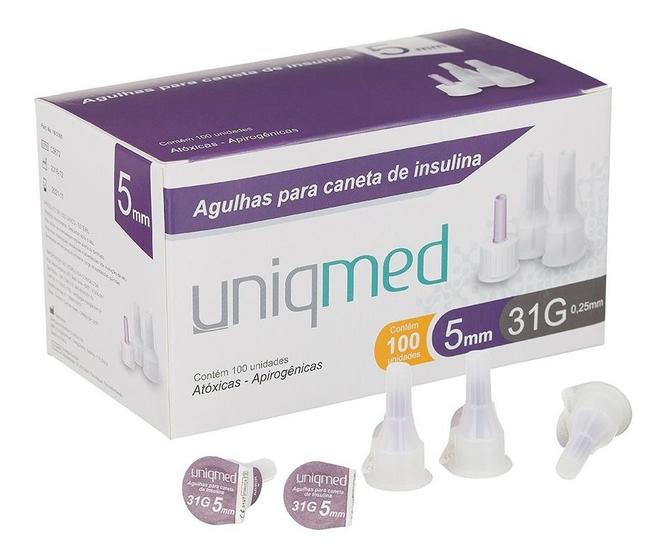 Imagem de Agulha Para Caneta De Insulina Uniqmed 5mmx31g 100 Unidades