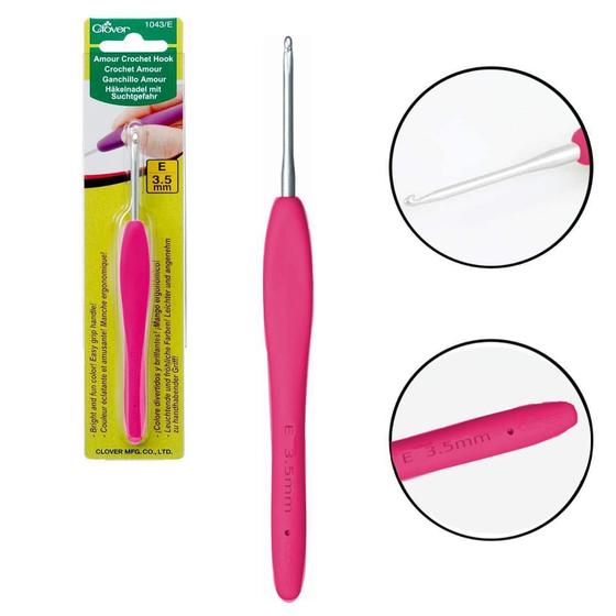 Imagem de Agulha para Crochê Clover Amour 3.5mm Rosa 14cm