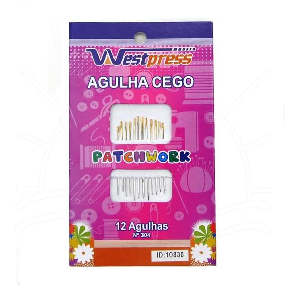 Imagem de Agulhas para Costura Passa-Linha Dourada - Kit c/ 12