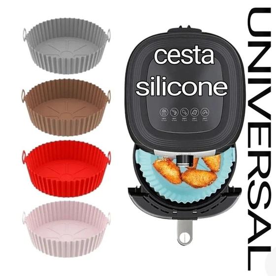 Imagem de air fryer fama Cesta forro forma protetor cesto silicone microondas forninho reutilizável