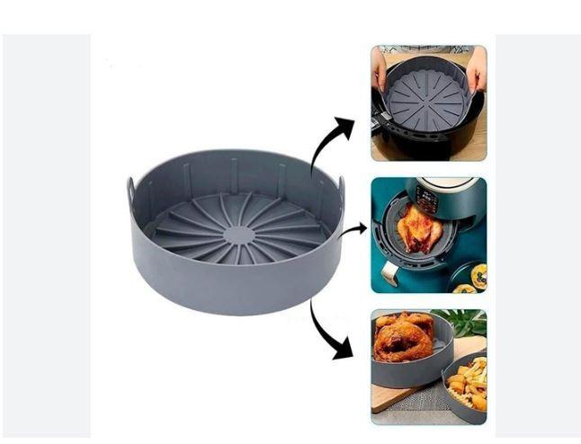 Imagem de Air Fryer Forma de Silicone Reutilizável Alça Grande anti Sujeira Resistente Ao Calor Forno Micro-ondas