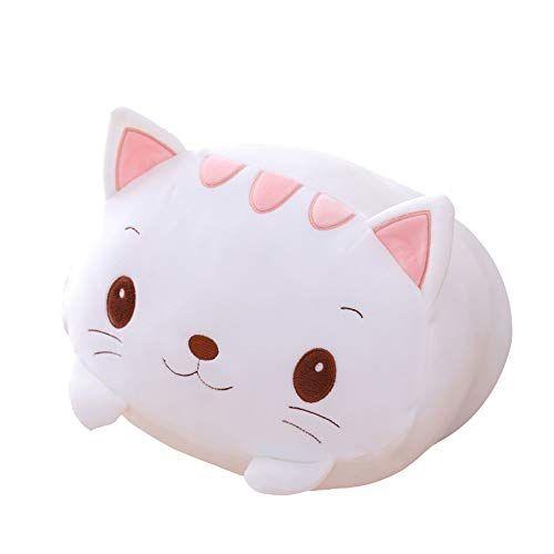 Imagem de AIXINI 35,5 polegadas bonito gato branco pelúcia animal de pelúcia travesseiro de corpo cilíndrico, super macio desenhos animados abraçando presentes de brinquedo para roupa de cama, crianças dormindo travesseiro kawaii