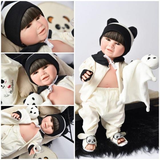 Imagem de Akira Panda Pagão Castanho Menino Bebe Reborn Pandinha Fofo Mundo Brinquedos