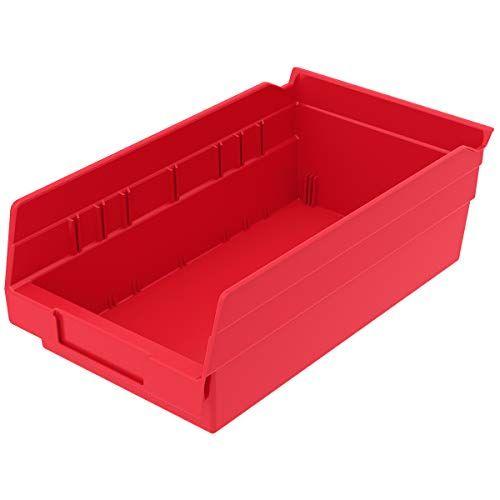 Imagem de Akro-Mils 30130 Caixa de Plástico Nesting Shelf Bin Box, (12 polegadas x 6-1/2-polegadas x 4 polegadas), vermelho, (12-Pack)