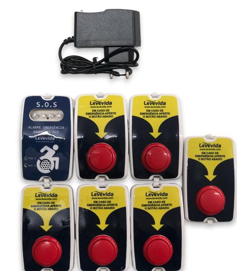 Imagem de Alarme Audiovisual Pcd Help Sem Fio - 6 Botoeiras