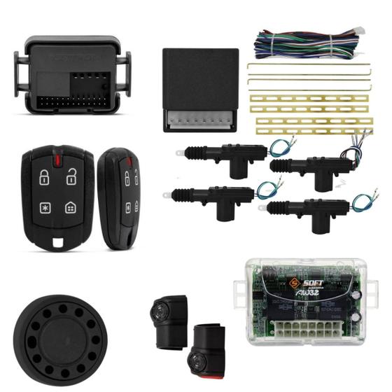 Imagem de Alarme Positron Cyber EX360 + Kit Trava Elétrica 2 ou 4 Portas + Módulo de Vidros Soft AW52 2 Portas