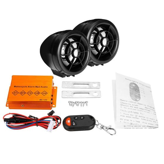 Imagem de Alarme Som para Moto Caixa de Som Potente MP3 USB Player Áudio Controle Remoto