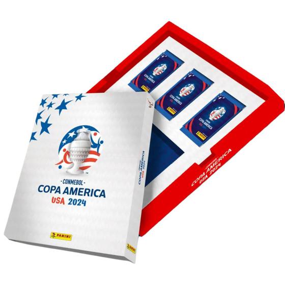 Imagem de Álbum Copa América 2024 Box Premium Prata Capa Dura + 30 Env