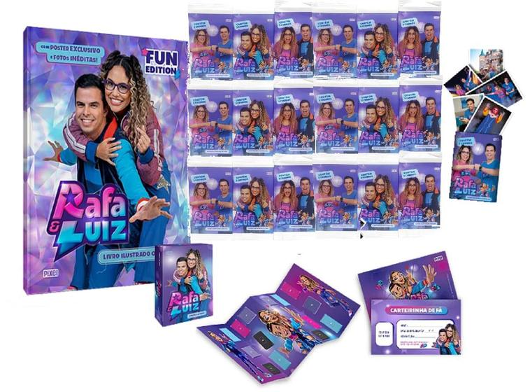 Imagem de Álbum De Capa Dura Rafa E Luiz Com 75 Figurinhas 15 Envelopes Pôster porta cromos e carteirinha de fã
