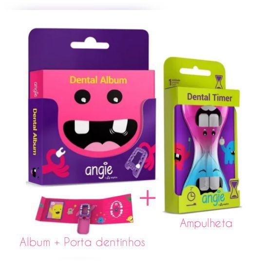 Imagem de Album dental porta dente de leite + ampulheta para escovação angie