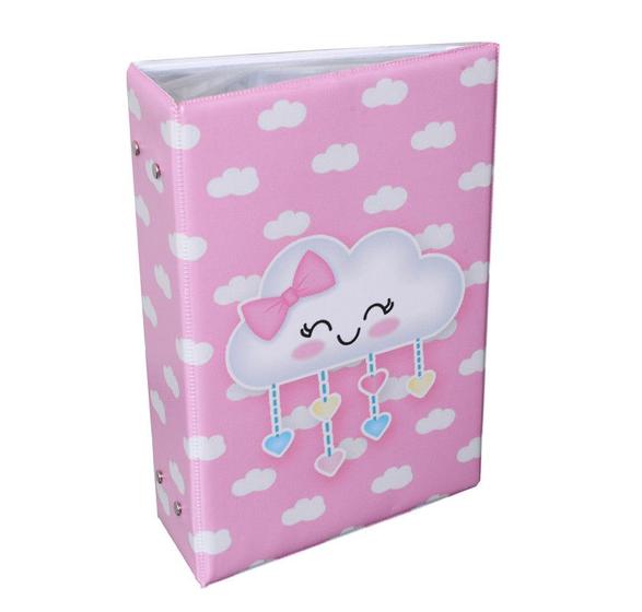 Imagem de Álbum Fotográfico Para 500 Fotos 10x15 - NUVEM ROSA - Infantil Bebê Menina Chuva de amor