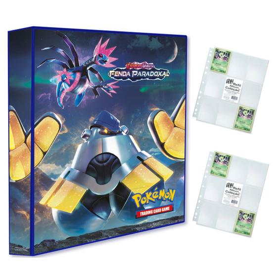 Imagem de Álbum Pasta Fichário Pokemon + 20 Folhas YES 9 Bolsos Escarlete e Violeta Fenda Paradoxal Capa Dura Reforçado para Cards