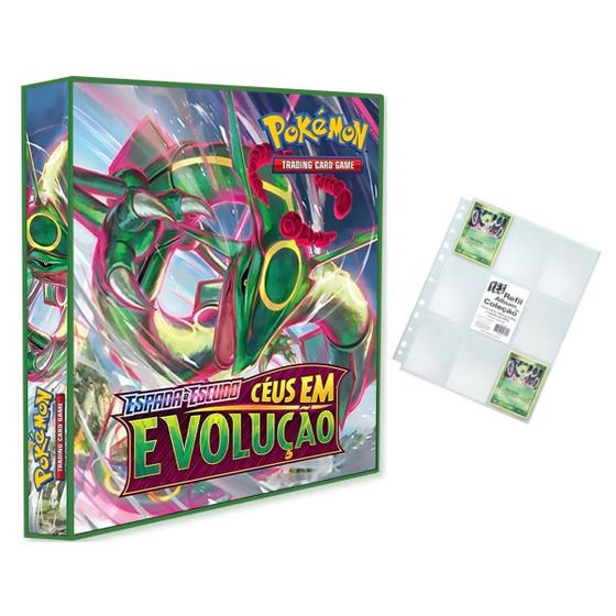 Imagem de Álbum Pasta Fichário Pokemon com 10 Folhas YES Espada e Escudo Céus Evolução Capa Dura Reforçado