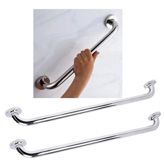 Imagem de Alça Barra Apoio 70cm Inox Kit 2 Uni Acessibilidade Criança Idoso Gestante Deficiente Banheiro Casa Varanda Segurança