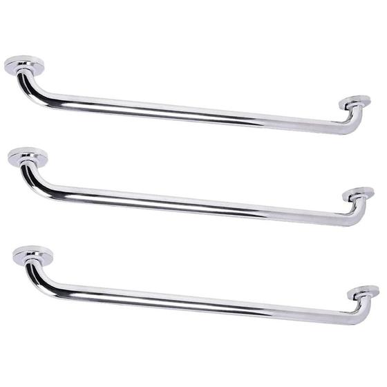 Imagem de Alça Barra Apoio Kit 3 Uni Inox 70cm Idoso Criança Gestante Banheiro Suporte Acessibilidade Deficiente Segurança