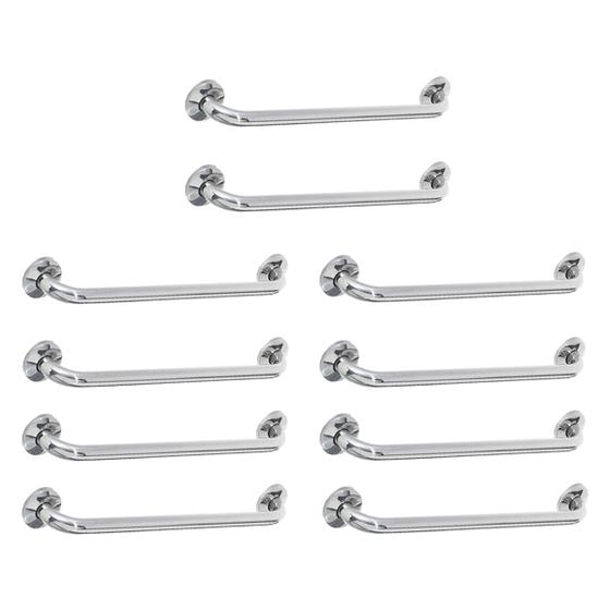 Imagem de Alça de Apoio 40cm Inox Barra Kit 10 Unidades Idoso Deficiente Banheiro Box Quarto Acessibilidade Cadeirante Suporte Resistente