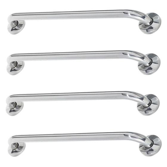 Imagem de Alça de Apoio 60cm Barra Kit 4 Unidades Inox Deficiente Cadeirante Idoso Banheiro Acessibilidade Segurança