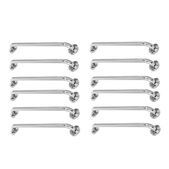 Imagem de Alça de Apoio Barra 40cm Inox Kit 12 Unidades Idoso Deficiente Cadeirante Banheiro Acessibilidade Segurança Resistente Suporte