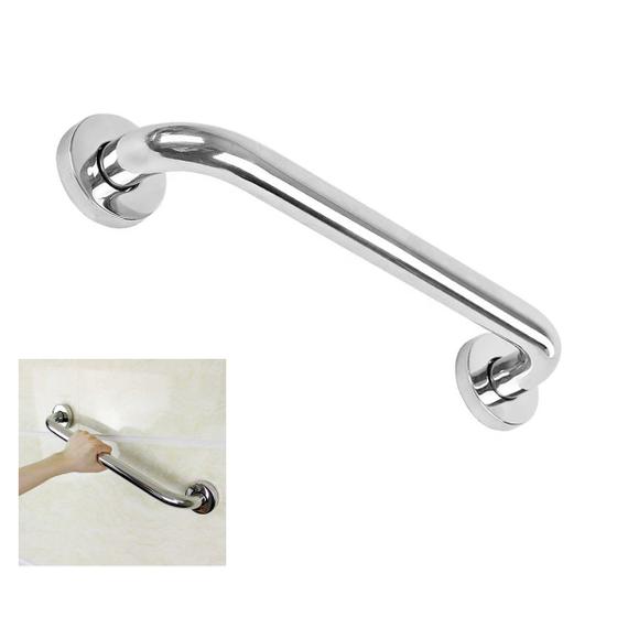 Imagem de Alça de Apoio Inox Barra 30cm Segurança Idoso Gestante Banheiro Box Parede Suporte Acessibilidade Resistente Corrimao Parede