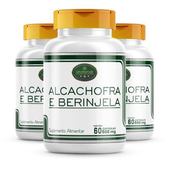 Imagem de Alcachofra E Berinjela 180 Cápsulas 500Mg Kit 3 Potes